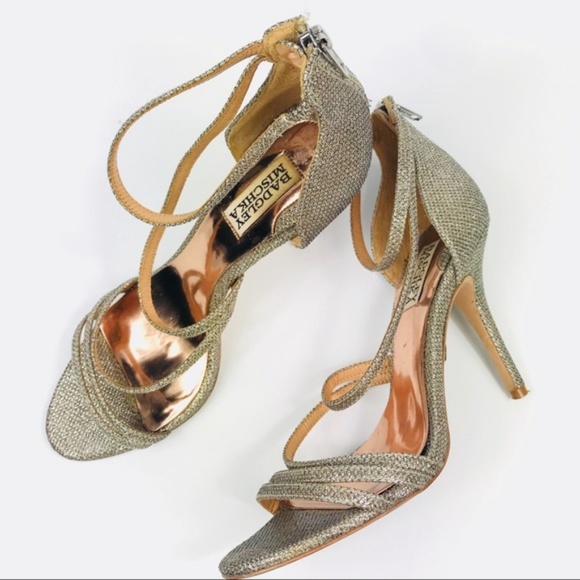 Badgley Mischka Landmark metallic strappy heel 8.5 - Picture 5 of 8